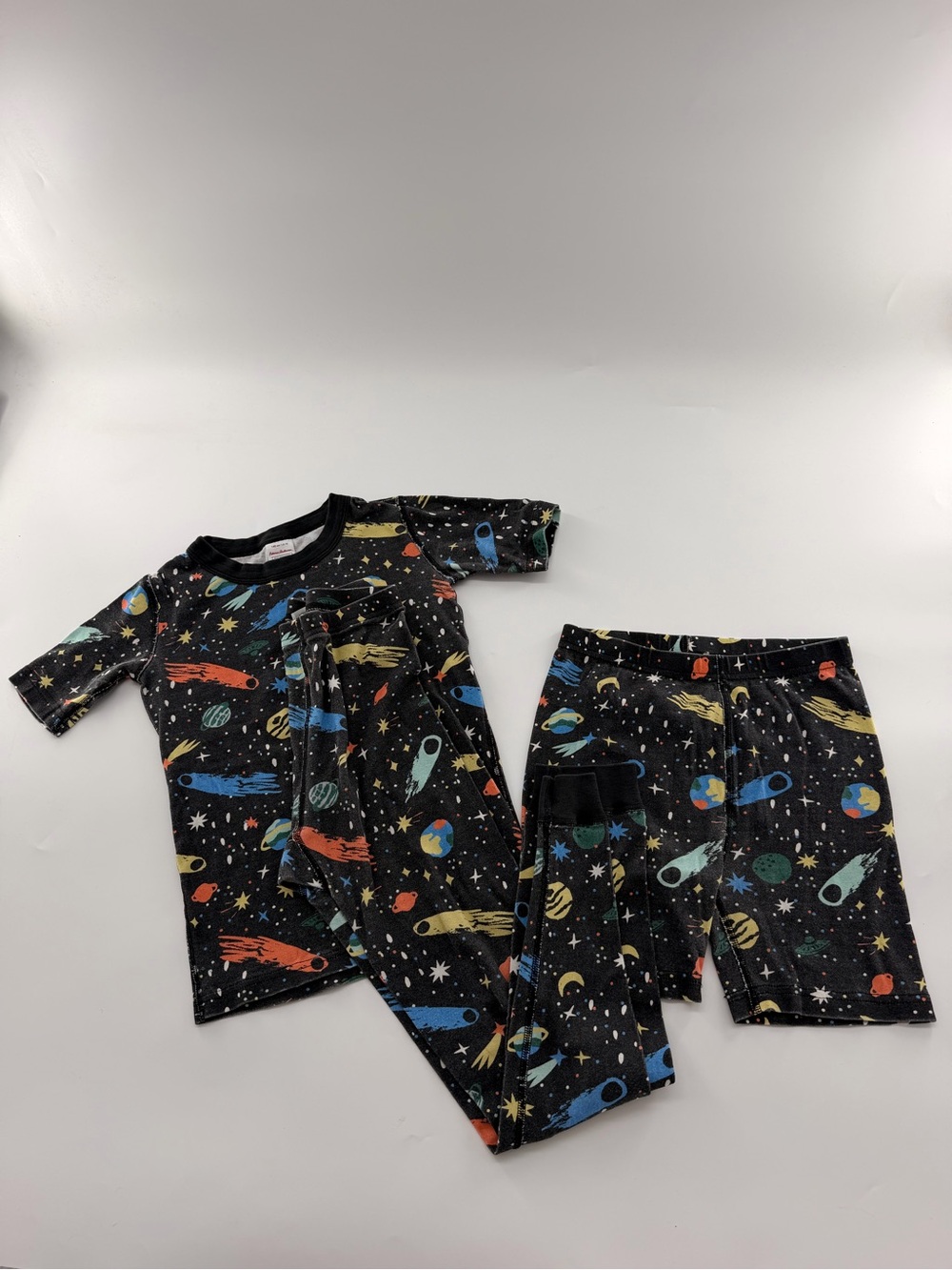Hanna Andersson Black Long John Short Sleeve Shorts Set 3pc Black Interstellar